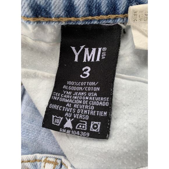 YMI High Rise Jean Shorts Size 3 Cut Off Denim Light Wash - Picture 6 of 7